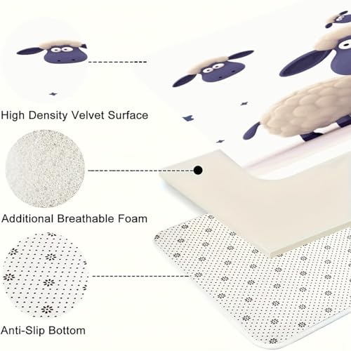 Alfombra de cocina cómoda para suelo de oficina y lavandería con suave diseño de oveja 6