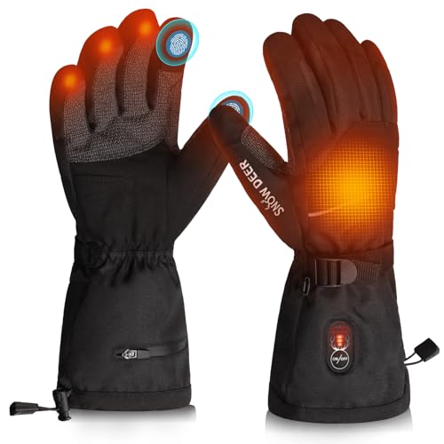 SNOW DEER Heated Gloves for Men Women - Rechargeable, Waterproof, Cut-Resistant with Touchscreen for Winter Outdoor Work,Camping Warmer,X-Large,Black by SNOW DEER - Used condition - US$90.28
