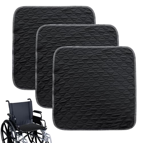 Lot de 3 alèses d'incontinence lavables 50 x 50 cm - Réutilisables - Lavables - Antidérapantes - Imperméables - Pour fauteuil roulant, voiture, canapé