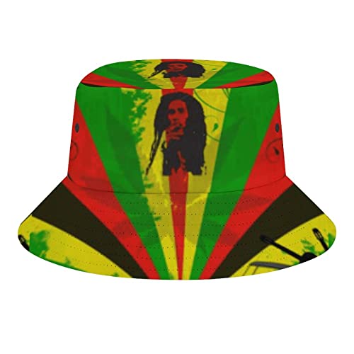 Rasta Lion Jamaican Reggae Love Men's Women's Bucket Hat Summer Vacation Travel Beach Sun Hat Packable Lightweight Outdoor Hat