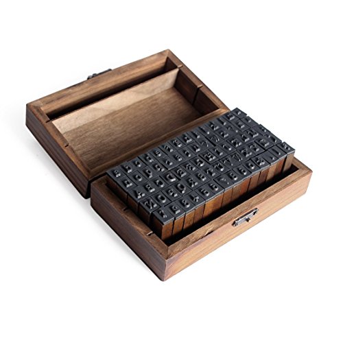 Co-Link Alphabet Letters Stamps- Wooden Rubber Alphabet Letter Multipurpose Number Stamps Stamper Seal Set In A Wooden Box Case Set Of 70Pcs