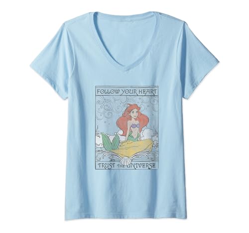 T-shirt Ariel la Petite Sirène col V pour écouter son cœur avec style