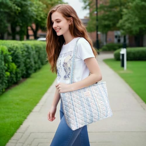 Image of Sunwel Fashion Top Zipper Floral Quilted Bag Small Tote Bag for Women
