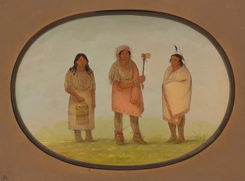 Tableaux Graffiti Art Mural Trois Indiens Piankeshaw, poster moderne George Catlin 60x90cm