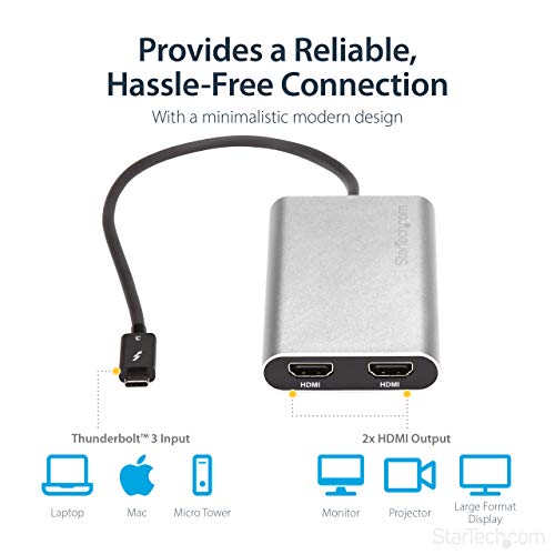 StarTech.com Thunderbolt 3-2ポートHDMI変換アダプタ 4K 60Hz MacとWindowsに対応 TB32HD24K60