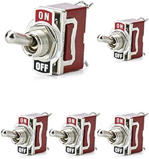 QWORK 5Pcs High Performance Car Rocker Toggle Switch, Premium Copper Toggle Switch ON-OFF 2 Position 2 Pins for Car Truck Boat (15A 250VAC / 20A 125VAC)