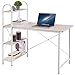 HOME BI Study Desk, Home Office Study Desk with Shelf, Wood Work-Station PC Laptop Table, White