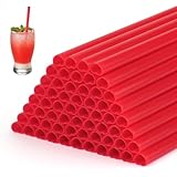 Heart Straws, Heart Shaped Straws, Disposable Cute Plastic Straws, Individually Wrapped for Wedding Birthday Bridal Shower Decor (60 PCS, Red)