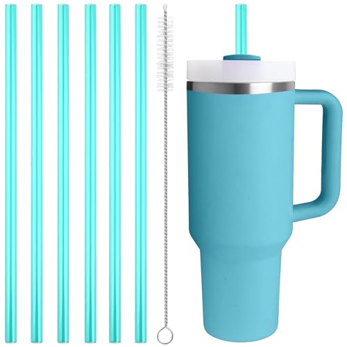 Image of Replacement Straw Compatible with 40 oz Stanley Quencher Tumbler, 12 Inch Extra Long Reusable Plastic Straws for 40 Oz Cup, Green-6 Pack