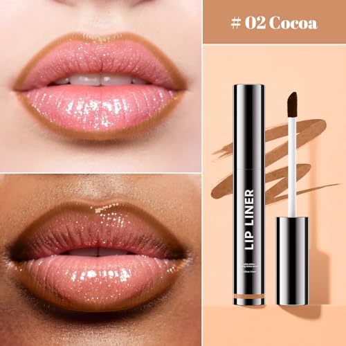 Image of Peel Off Lip Stain & Lip Liner, Long-Lasting Waterproof Non-Stick Cup Lip Makeup for All Skin Types (Cocoa)