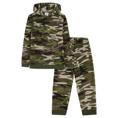 TDP Textiles Boys Camouflage Fleece Pyjama Set Cover