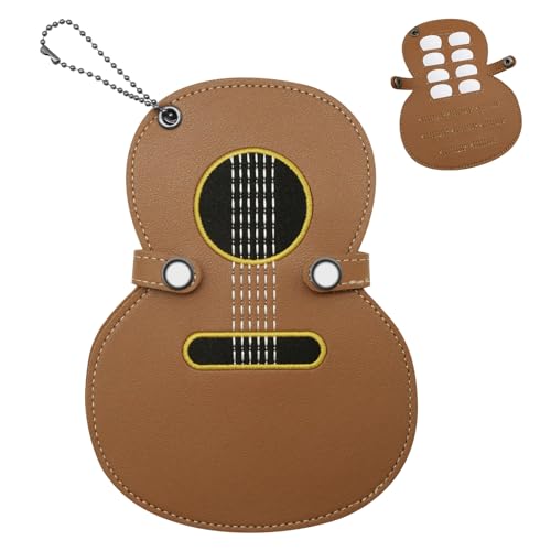 Leather Guitar Pick Holder Brown Designed with 17 Slots Guitar Pick Holder, Guitar Pick Case for Storing, Picks Guitar Case Gifts for Guitar Players for People Who Love Music to Use for Storage