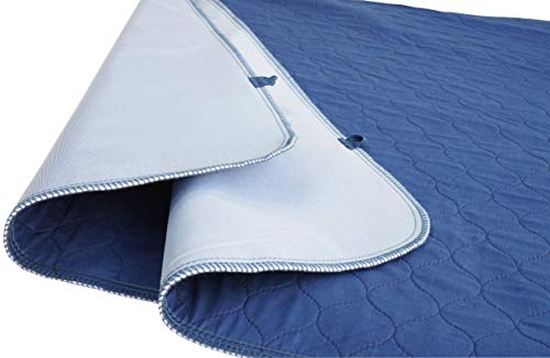 Pack Of 2 Careboree Quilted Blue Bed Pads Incontinence Underpad 34"X36" Reusable And Washable Durable Waterproof Extra Absorbent Draw Sheet For Mattress Navy #TOP3