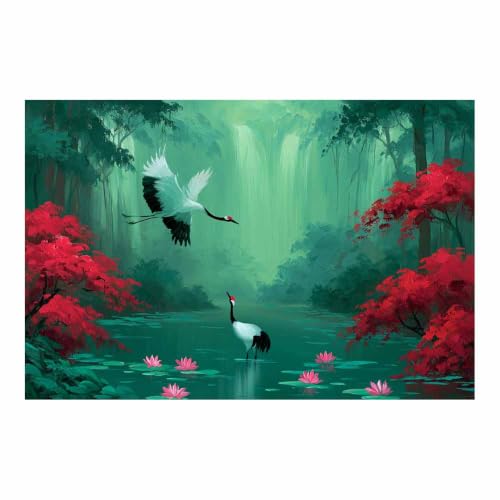 Toile Animaux Forêt Déco Murale Multicolore Grand Format 60x90cm