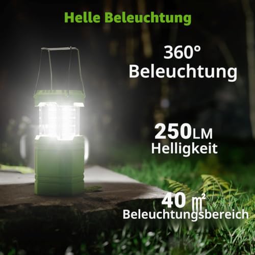 LED Campinglampe Solar, Wasserdicht LED Camping Laterne, Notfallleuchte mit Handkurbel, Eingebaute 3000mAh Akku für Wandern, Angeln, SOS… – Ansicht 2