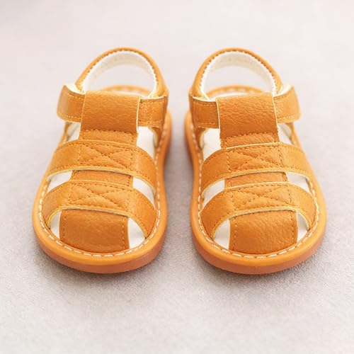 Image of SOFMUO Baby Boys Girls Squeaky Sandals Non-Slip Soft Rubber Sole Closed Toe Infant Summer Outdoor Shoes Toddler First Walkers