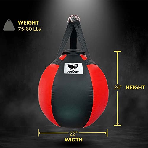PROLAST Wrecking Ball Heavy Bag Body Snatcher Professional Boxing Training Muay Thai MMA Specialty Punching Bag (Filled) (Red and Black)