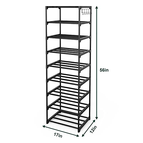 Caitlyn Small 9 Tier Tall Narrow Shoe Rack For Entryway, Vertical Free Standing Shoe Rack Organizer, Space-Saving, Sturdy Metal Shoe Shelf #TOP5