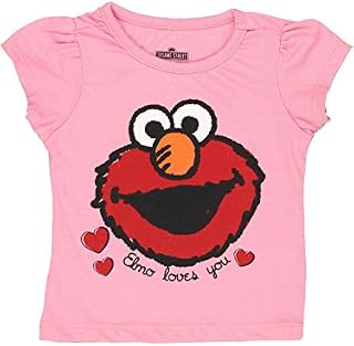 Sesame Street Elmo Girls Short Sleeve Tee (4T, Pink Elmo Loves You)