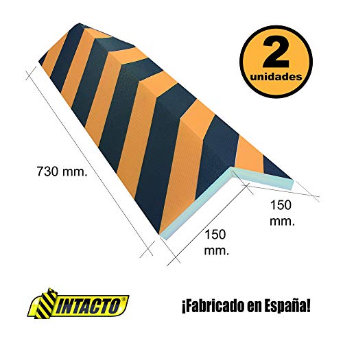 INTACTO ESQUINERA DE PROTECCIÓN COCHE ESPUMA DE POLIETILENO, FILM AMARILLO Y NEGRO + ADHESIVO EXTRA FUERTE 730X300X20MM. 2 unidades Cover