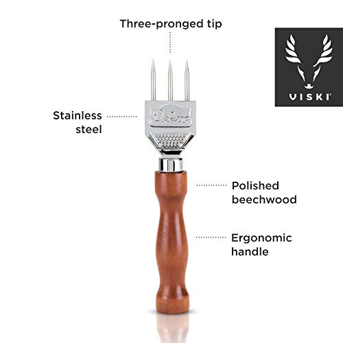 Viski 3 Pronged Ice Pick, Wood Handle Stainless Steel Ice Shaper, Bar & Cocktail Tools #TOP1