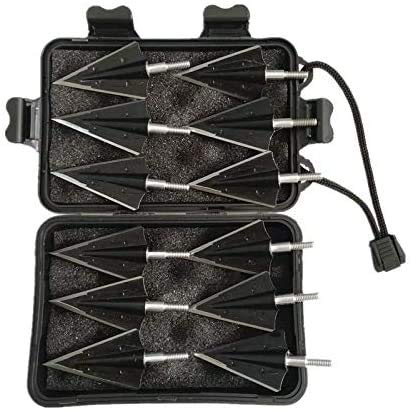 12Pcs Archery 125 Grain Broadheads Hunting Arrow Tips for Compound Bow Recurve Bow with Broadhead Case
