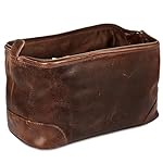 HLC Leather Toiletry Bag for Men Best Gift Premium Genuine Dopp Kit Shaving Kit Organizer Travel Kit Pouch Bag 10 inch Size (Brown) - Image 2