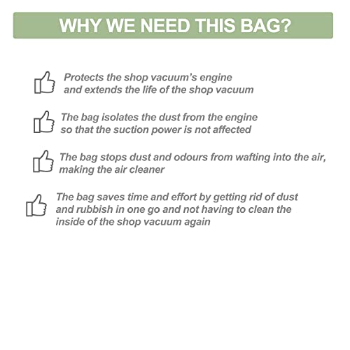 5 Pack Ridgid VF3501 Filter Bags, Compatible with Ridgid Shop Vac & Workshop 3-4.5 Gallon, Fine Dust Bags, Replacement Part# RIDGID VF3501 / WORKSHOP WS32045F
