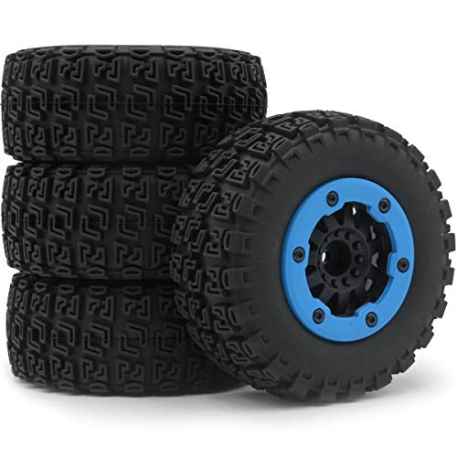 hobbysoul 4pcs 1/10 RC 2.2/3.0 Short Course SC Tires & Hex 12mm Beadlock Wheels Blue Color plastice Rims hobbysoul 4pcs 1/10 RC 2.2/3.0 Short Course SC Tires & Hex 12mm Beadlock Wheels Blue Color plastice Rims