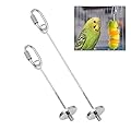 Parrot Skewer Feeder Stainless Steel 2pcs S/L Parrot Treats Fruit Stick Holder Bird Food Holder Foraging Toy for Parrot Budgie Parakeet Cockatiel