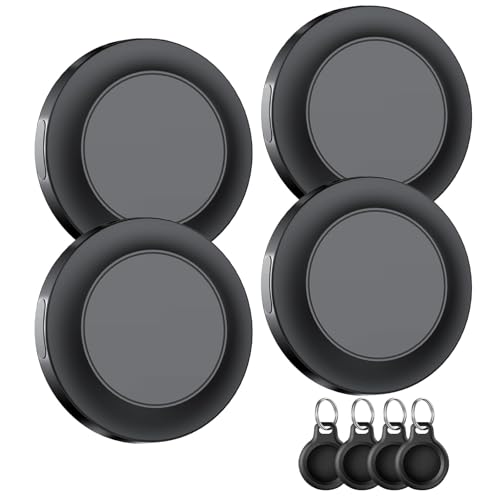 Bluetooth Tracker Tag for Apple Find My (iOS Only), GPS Tracker with Replaceable Battery, Item Finder for Keys, Luggage Tracker and Wallet Tracker, Suitable for Indoor & Outdoor Use, 4-Pack Black