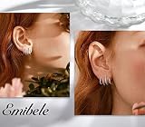 Emibele Claw Earrings Cuff, 925 Sterling Silver Post Zircon Huggie Stud