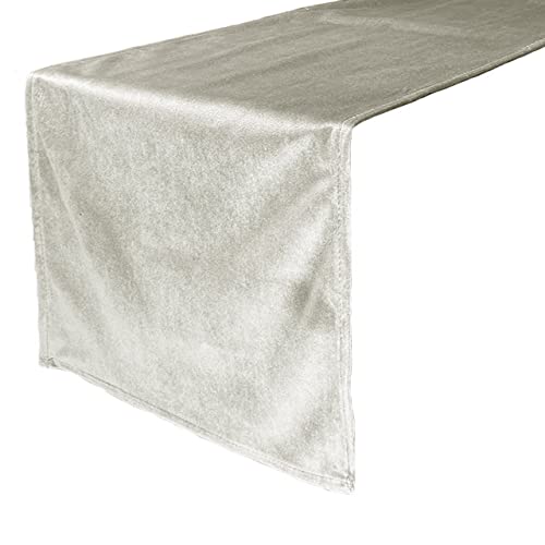 Your Chair Covers - 14 x 108 inch Velvet Table Runner - Ivory, Velvet Table Runners for Weddings, Events, Hotels and Catering Services