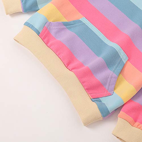 Welaken Rainbow Sweatshirts With Unicorn For Girls Toddler & Kids Ii Little Girl's Pullover Tops Cotton Hoodies 6-7 Years #TOP5