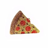 DAFFGUI Women Luxury Pizza Evening Bag Full Rhinestones Shiny Clutch Purse Detachable Chain for Festival Halloween Christmas Mixed Gold