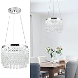 HongnuoFc 11.8“ LED Chandelier Round Chrome Crystal Chandeliers Hanging Pendant Light Modern Flush M