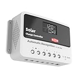30A Solar Charge Controller 12V/24V/48V, PWM Solar Panel Controller with LCD Display & Dual USB, Intelligent Solar Charge Regulator for Lead-Acid & Lithium Batteries
