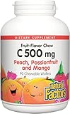 Natural Factors - Vitamin C 500mg, 100% Natural Fruit Chew, Peach, Passionfruit, & Mango, 90 Chewable Wafers