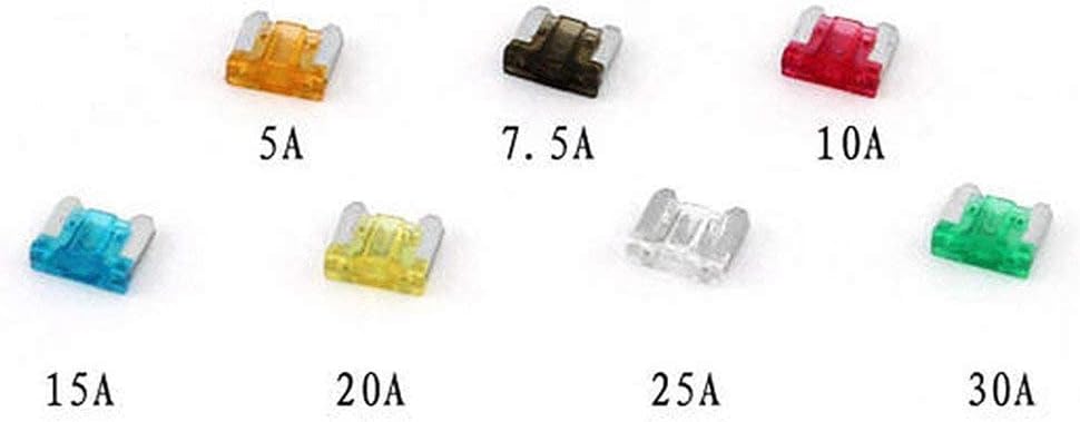 EKYLIN Auto Mini Size Blade Fuse 70pcs 5A 7.5A 10A 15A 20A 25A 30A Assortment Set for Car Truck Motor ATM Box, Add-A-Circuit Fuse Holder, APS ATT LOW PROFILE ATM LP FUSETAP