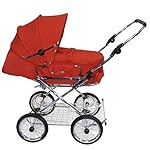 Eichhorn Kombikinderwagen mit Lederriemengestell, umbaubar zum Sportwagen, inklusive Schieberhöhenverstellung und fester Tragetasche (LuxVariante), Stoff Rot (ECCO-Rad)
