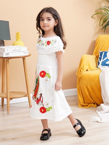 Image of Mexican Dress for Girls Traditional Vestidos Mexicanos Cinco de Mayo Embroidered Dresser Toddler Kids