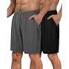 2 Pack Mens Gym Basketball Shorts – Athletic Black Workout Quick Dry Shorts with Pockets for Casual Running