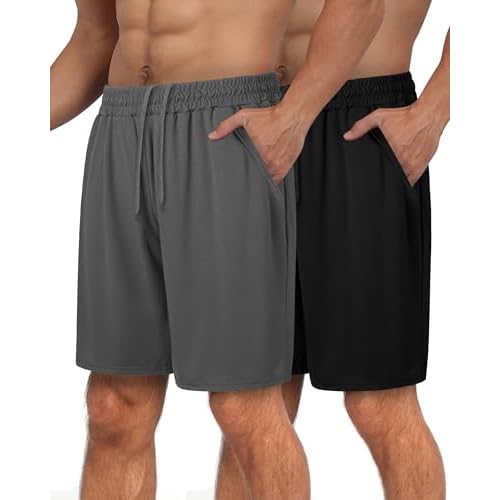 2 Pack Mens Gym Basketball Shorts – Athletic Black Workout Quick Dry Shorts with Pockets for Casual Running