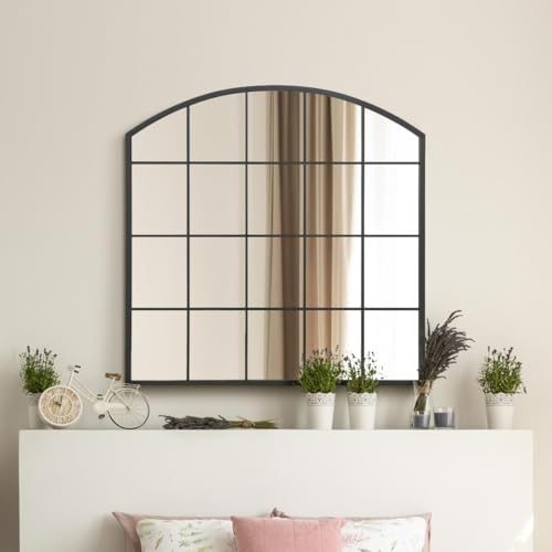 Image of The Arcus - Black Framed Arched Window Leaner/Wall Mirror 39" X 39" (100x100CM) Suitable for Inside and Outside!