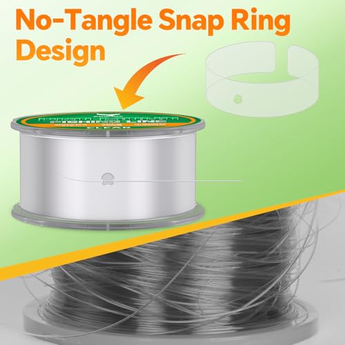 Image of Monofilament Fishing Line with Knot Guide Card, Tangle-Free Snap Ring for No More Mess, Low Memory Smooth Casting Nylon Mono String, 15 /20 /30 /50 /80LB, 220-1050 Yards