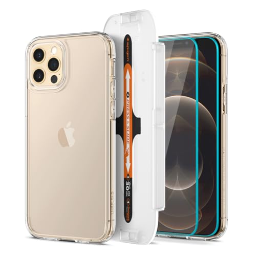 Spigen Ultra Hybrid Pack - Funda Transparente & Protector de Pantalla para iPhone 12/12 Pro