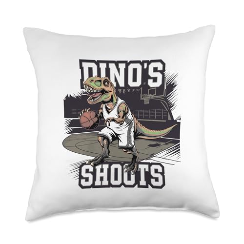Funny Dinosaur T-Rex Basketball Throw Pillow