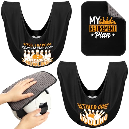 Hahafelt 3 Pcs Bowling Ball Polisher Gift Retirement Microfiber Bowling Seesaw Bag with 10'' x 8'' Bowling Towel Shammy Pad Bowling Accessories Christmas Bowling Gift for Bowlers Women Bowling Lovers