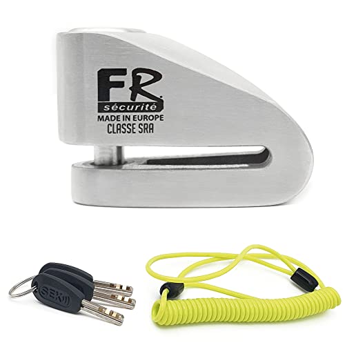 FR Sécurité FR110S Antivol Bloque Disque Moto Homologué SRA, Double Verrouillage ø10mm, Acier Inoxydable de Haute Sécurité, Cable de Rappel, Antivol Bloc...