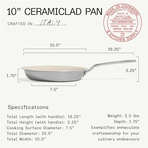 Made In Cookware - 10" CeramiClad 2.0 Non Stick Frying Pan (Stainless Handle) - 5-Ply Stainless Clad with Stay-Cool Handle - Professional Cookware - Crafted in Italy by Made In - Image 3